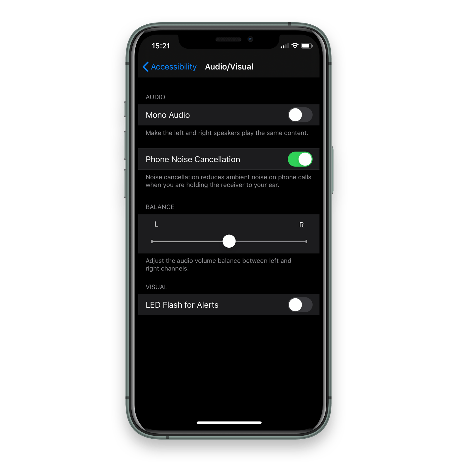 stereo balance on an iOS device