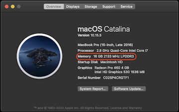 MacのRAMメモリを確認する
