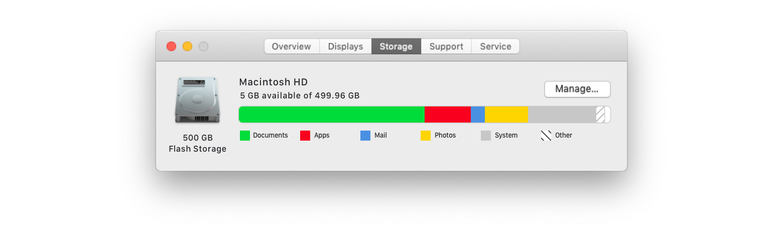 low disk space on mac other files
