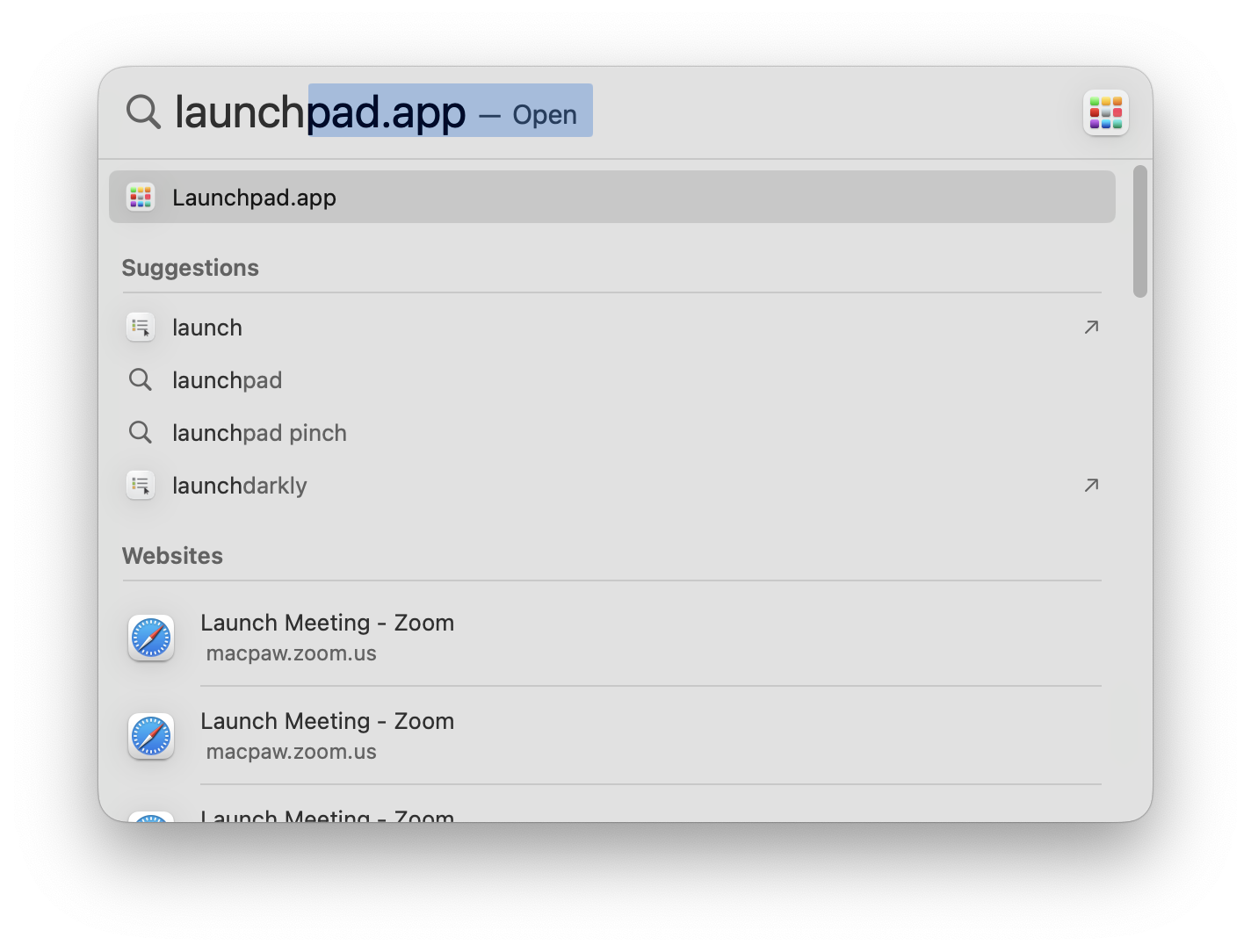 access apps via launchpad