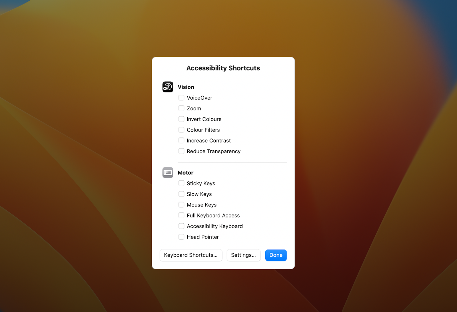 accessibility shortcuts