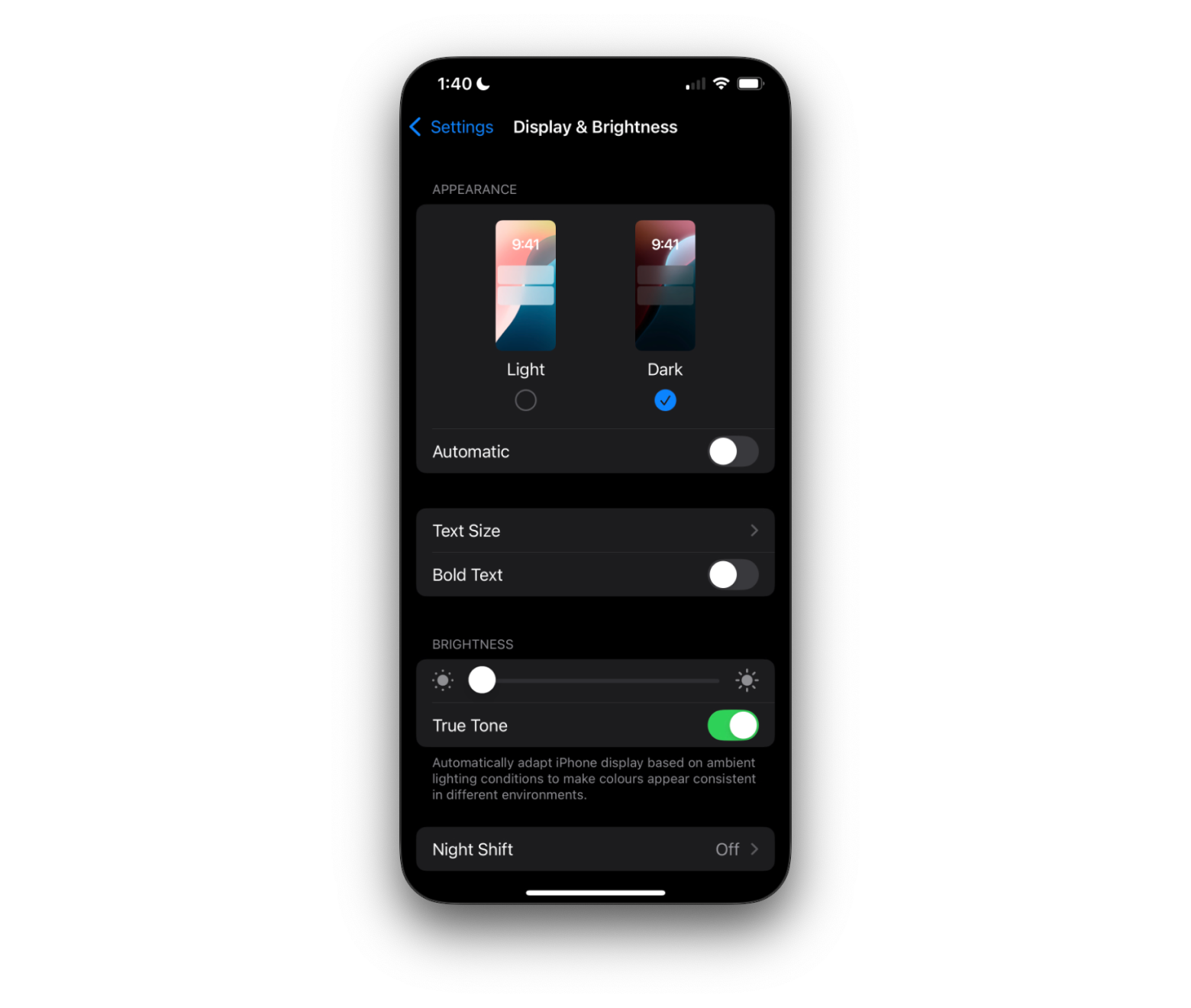 Activate iPhone dark theme