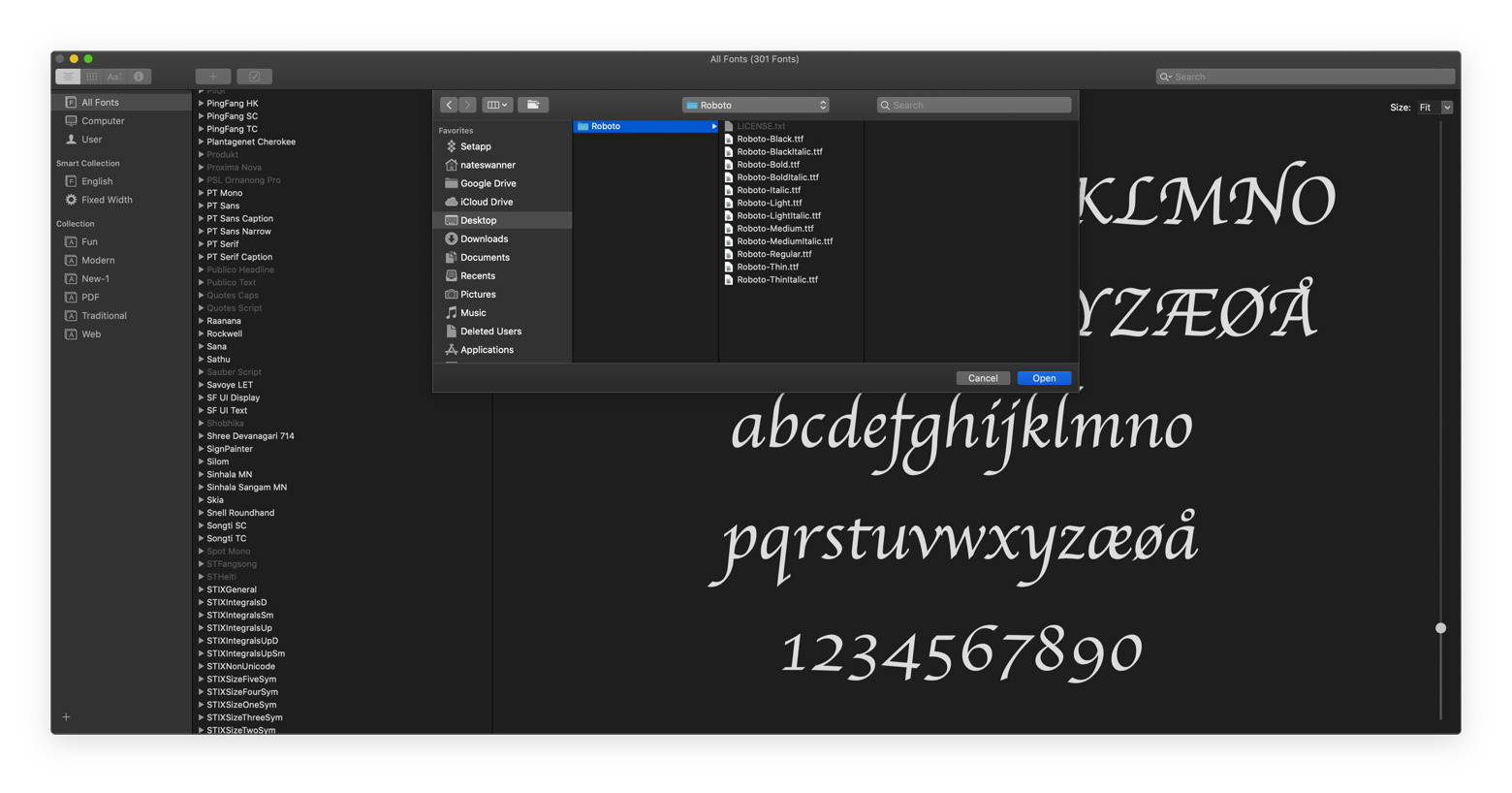 google font for office mac