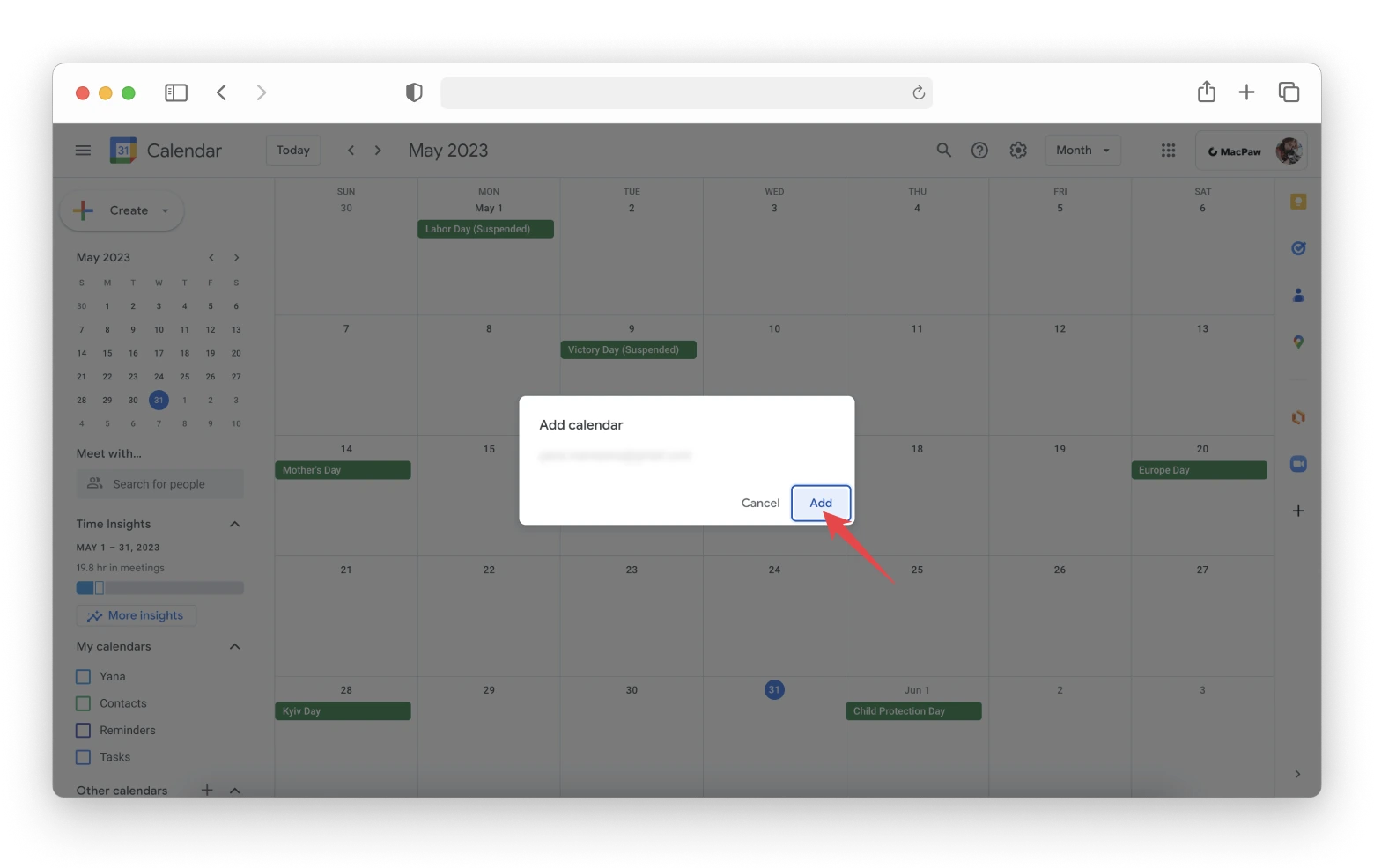 add google calendar