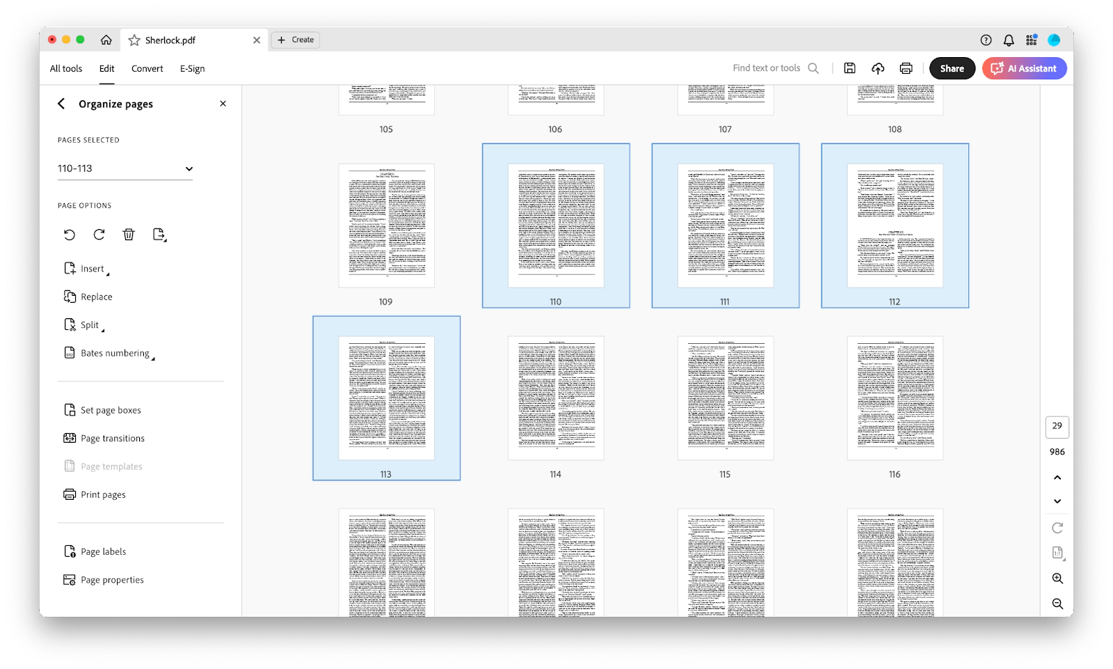 reorder pages in Adobe Acrobat