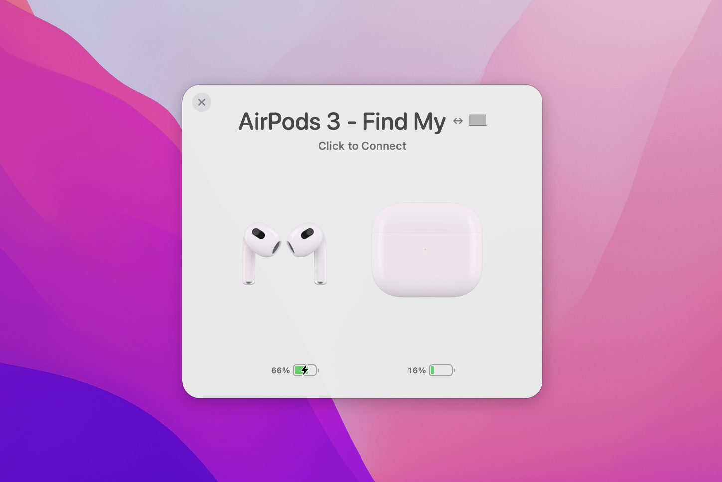 click to connect AirPods