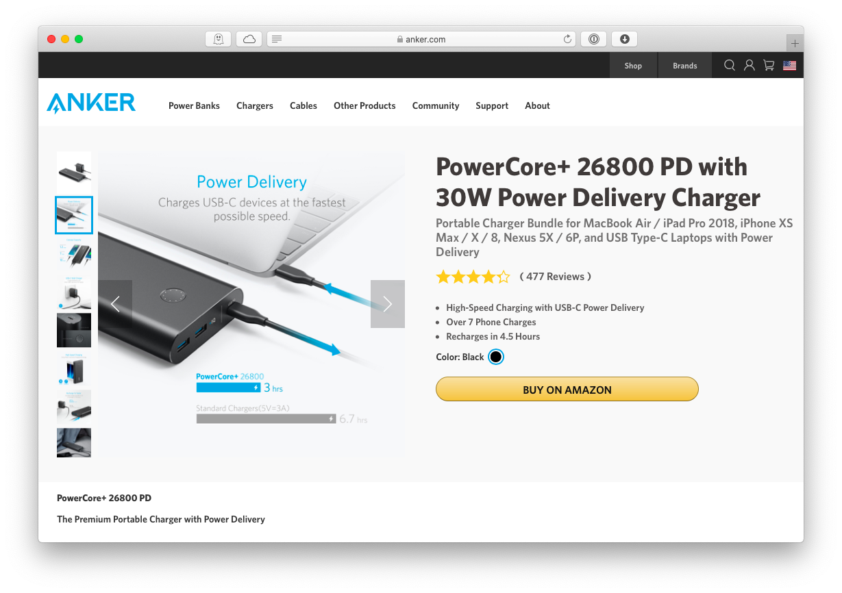 Anker PowerCore power bank Mac