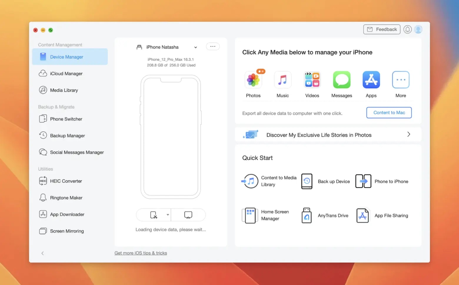 easily manage and transfer your data between your devices