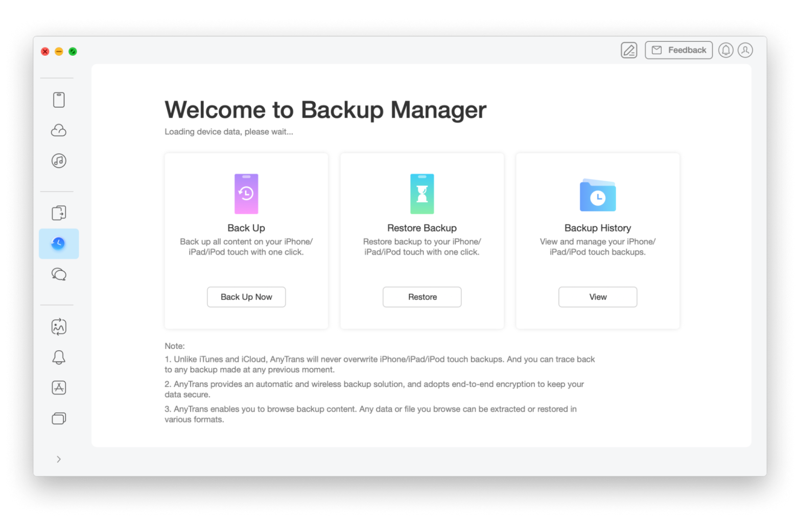 Anytrans for iOS restore backup