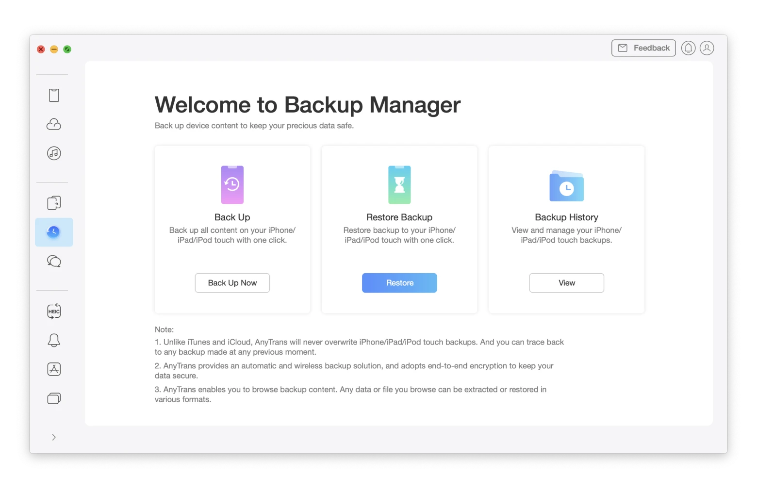 manage your devices' backups