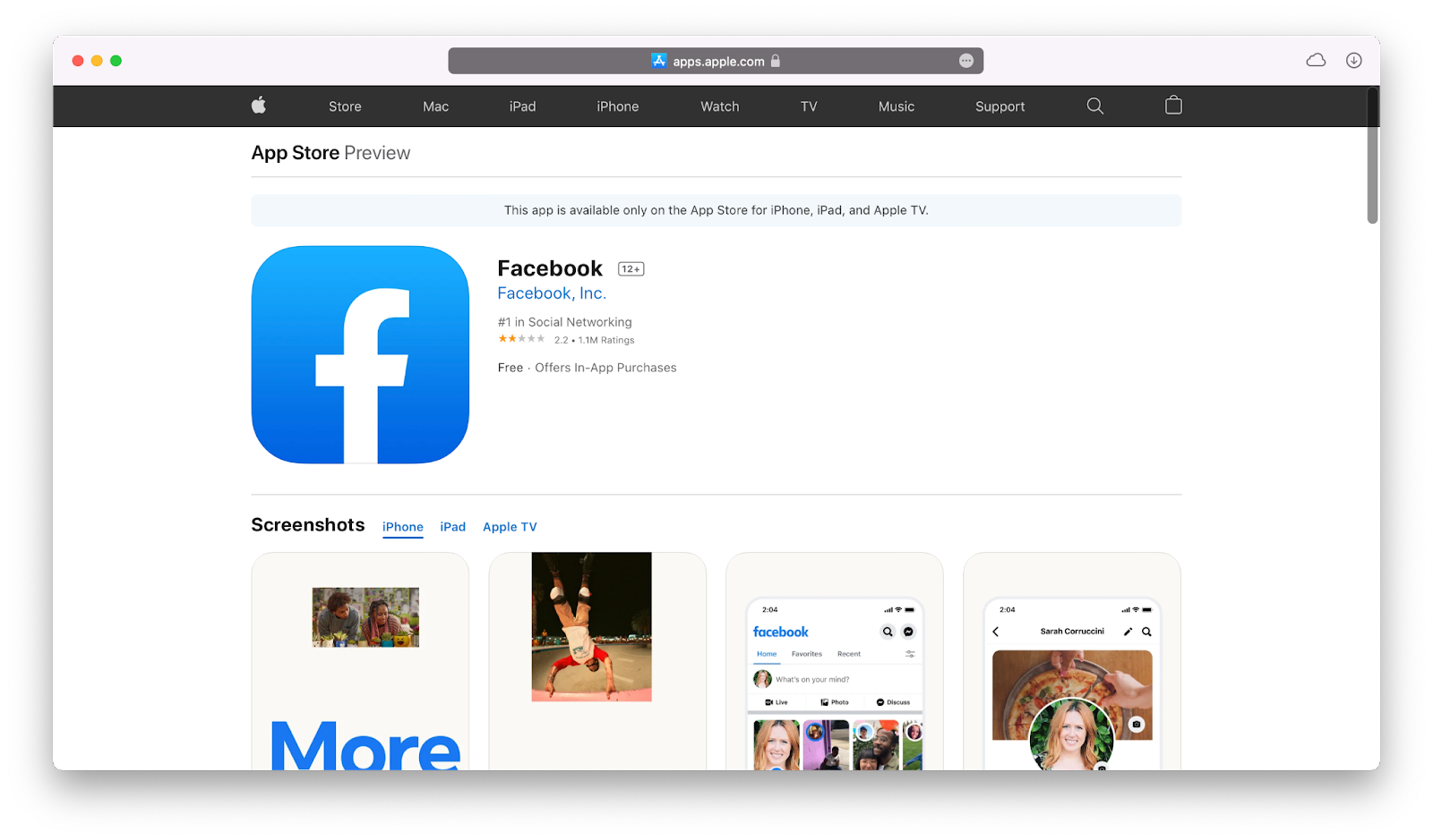 app iphone facebook