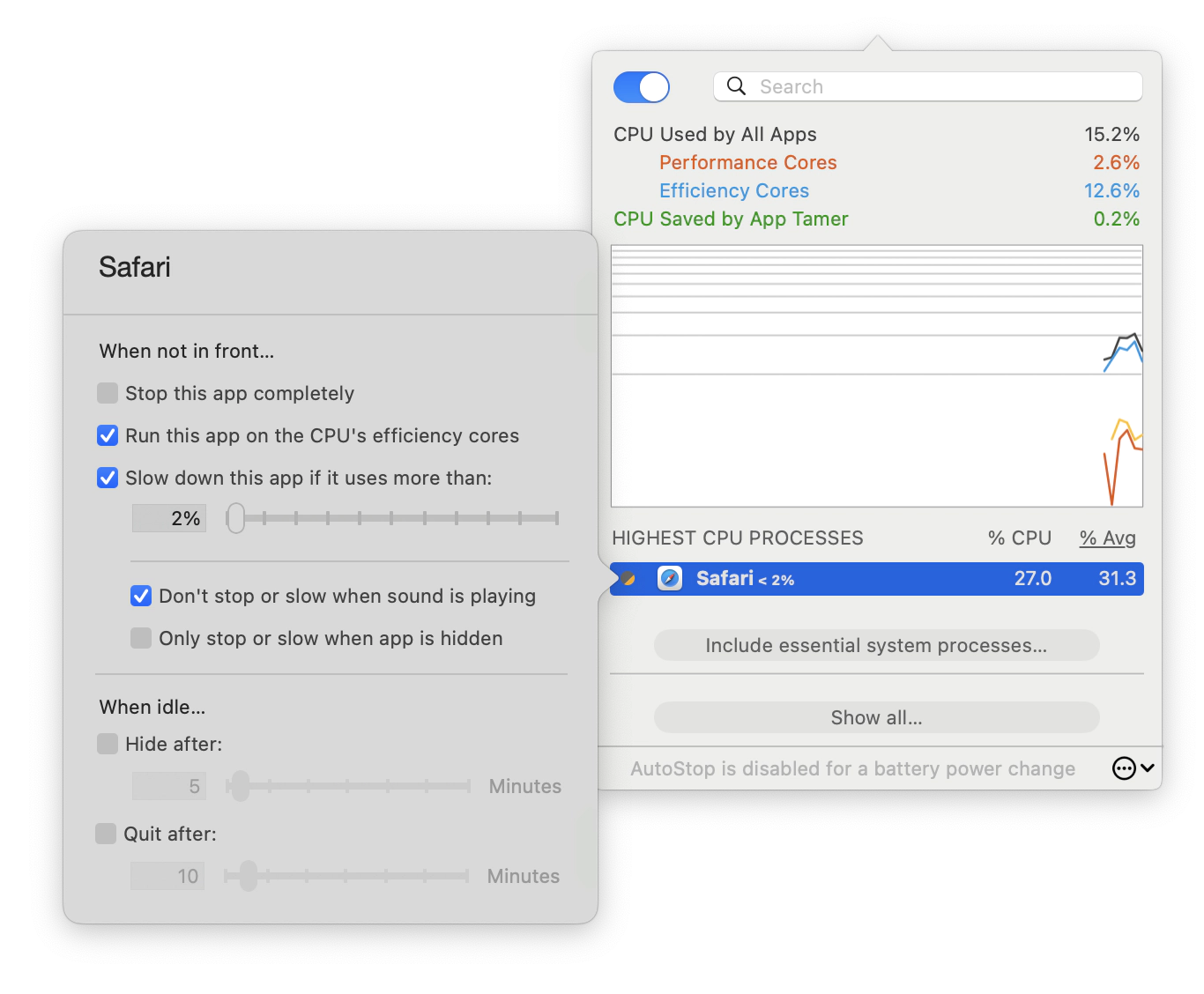 Slow down high CPU processes using App Timer