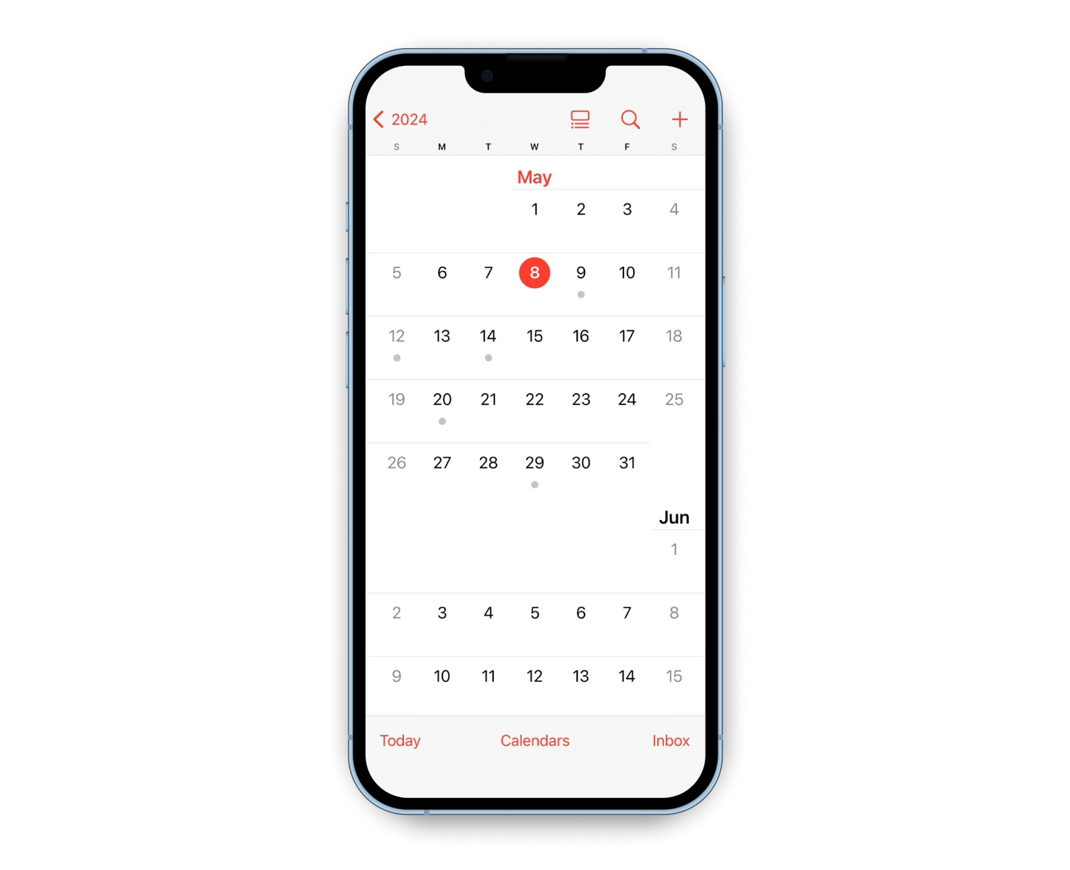 Apple calendar on iPhone