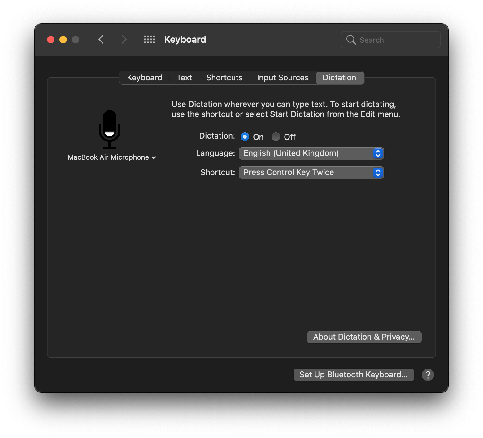 how to turn off enhanced dictation on mac