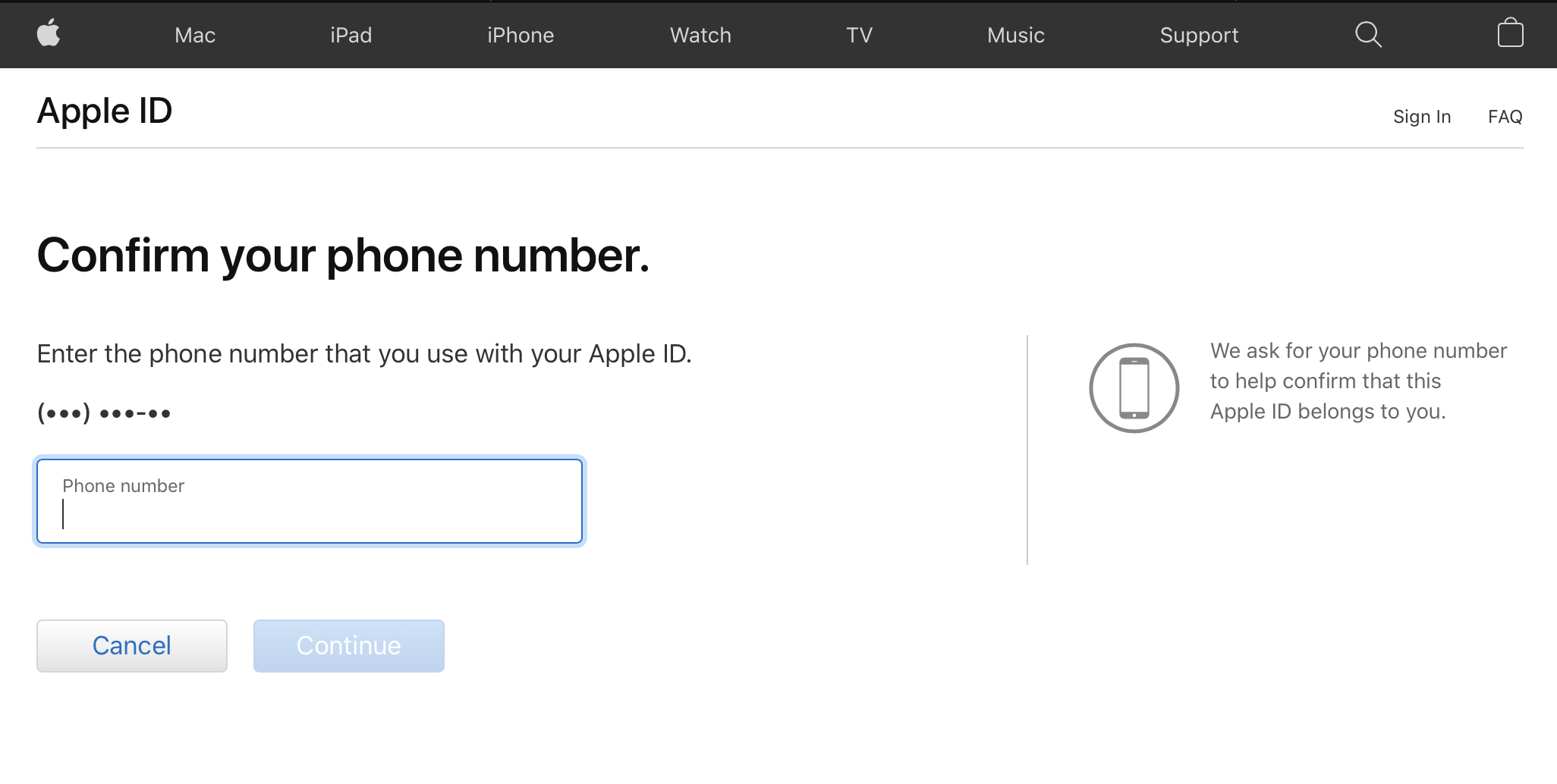 apple ID phone number