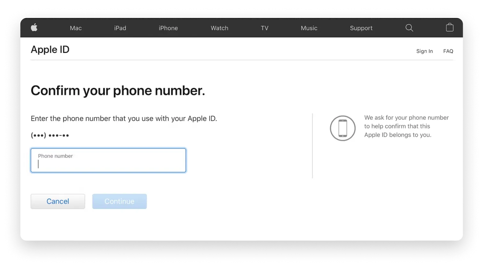 apple ID phone number