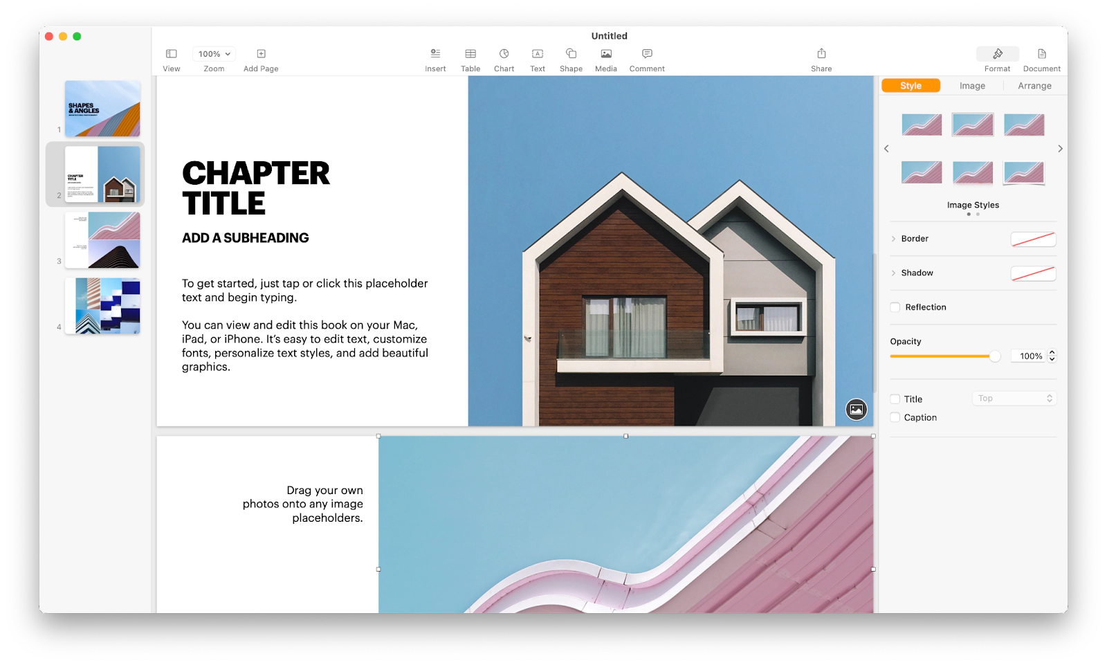 photo books template in Apple Pages