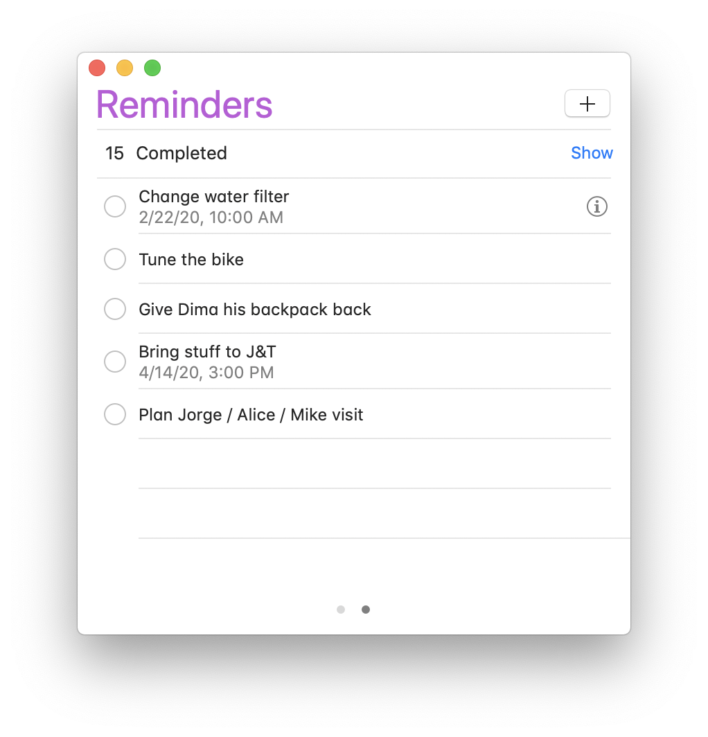 Apple reminders app to do Mac