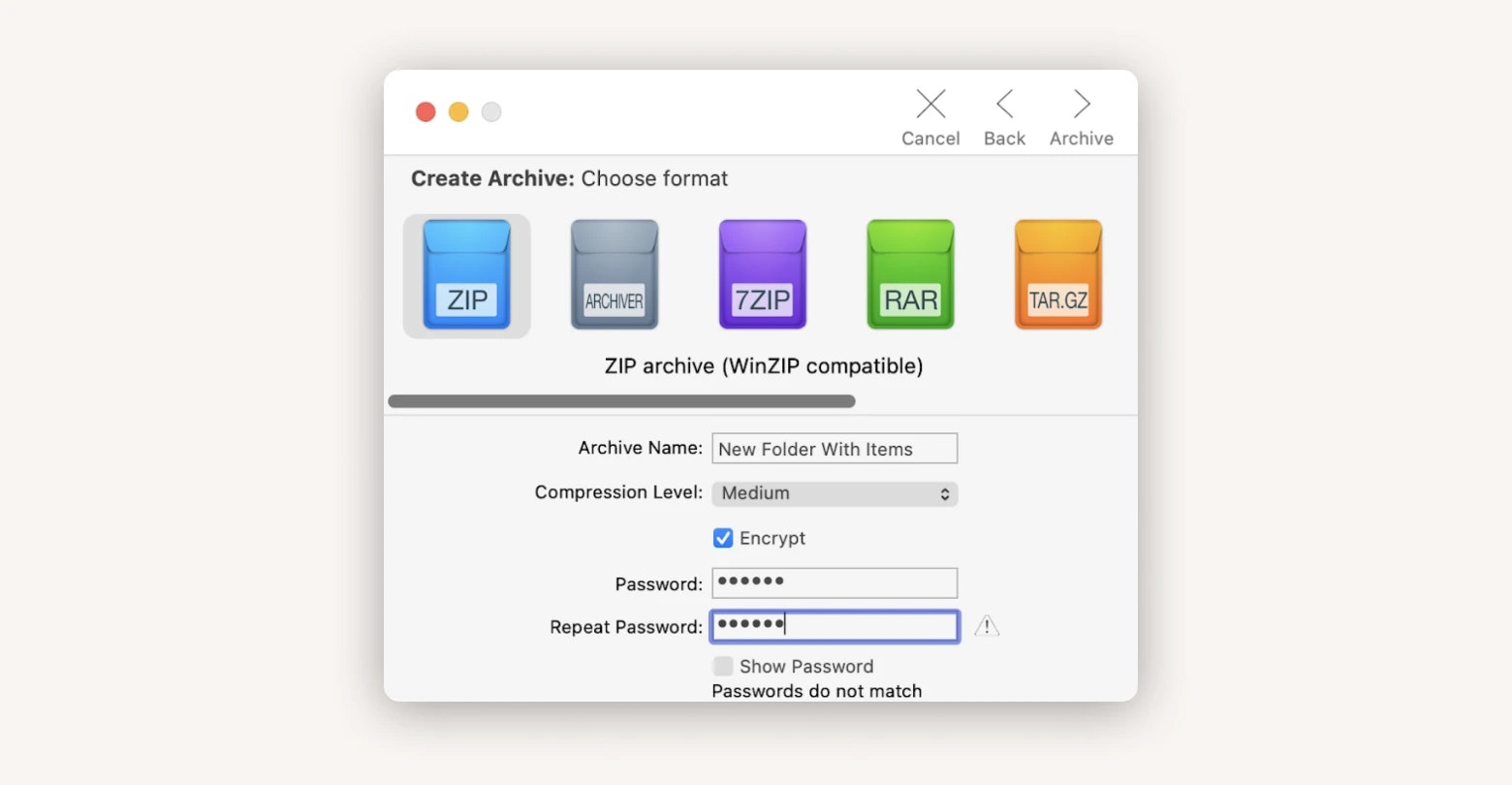 Encrypt with Archiver