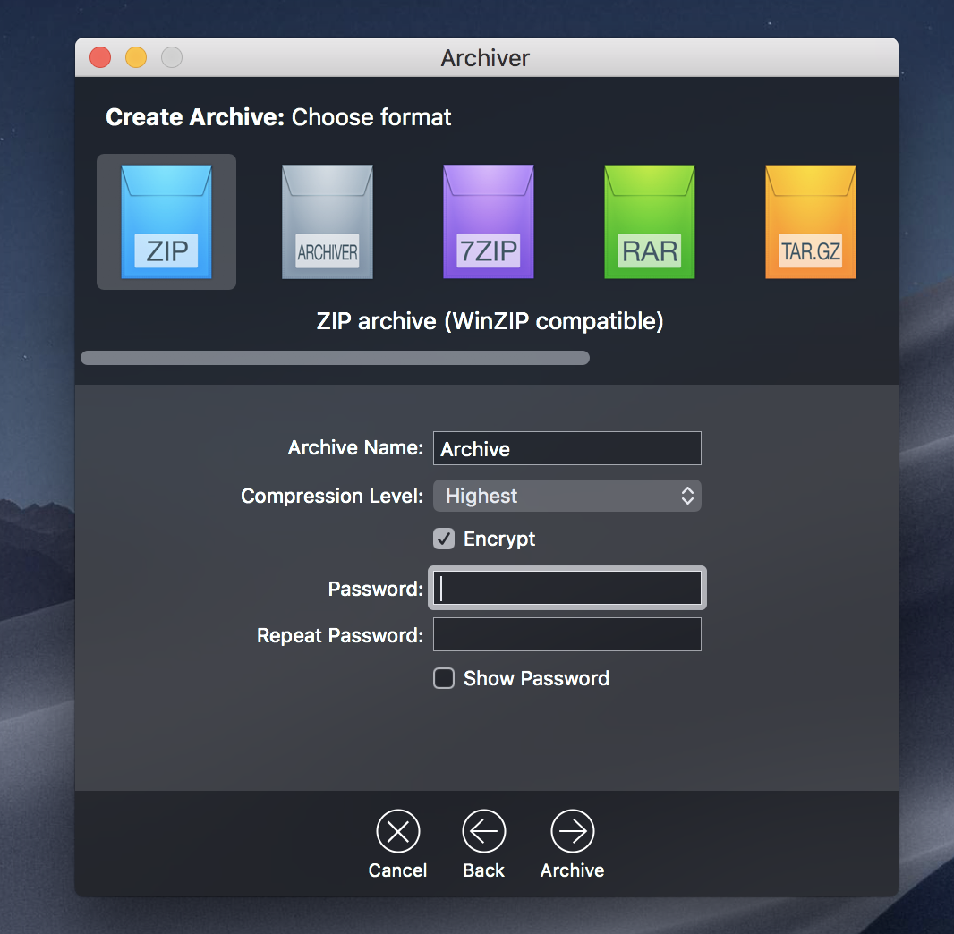 encrypt using 7zip for mac