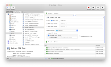 Automator extract text PDF Mac