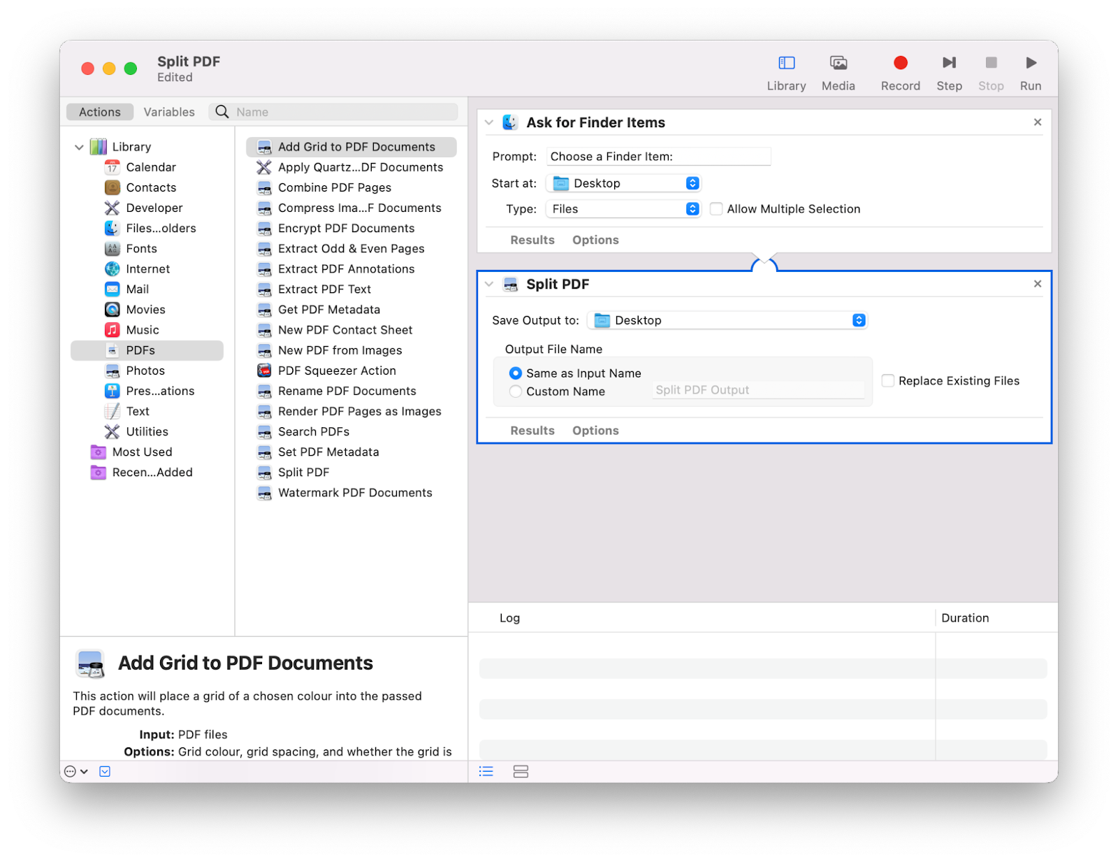 split PDF into multiple files with Automator