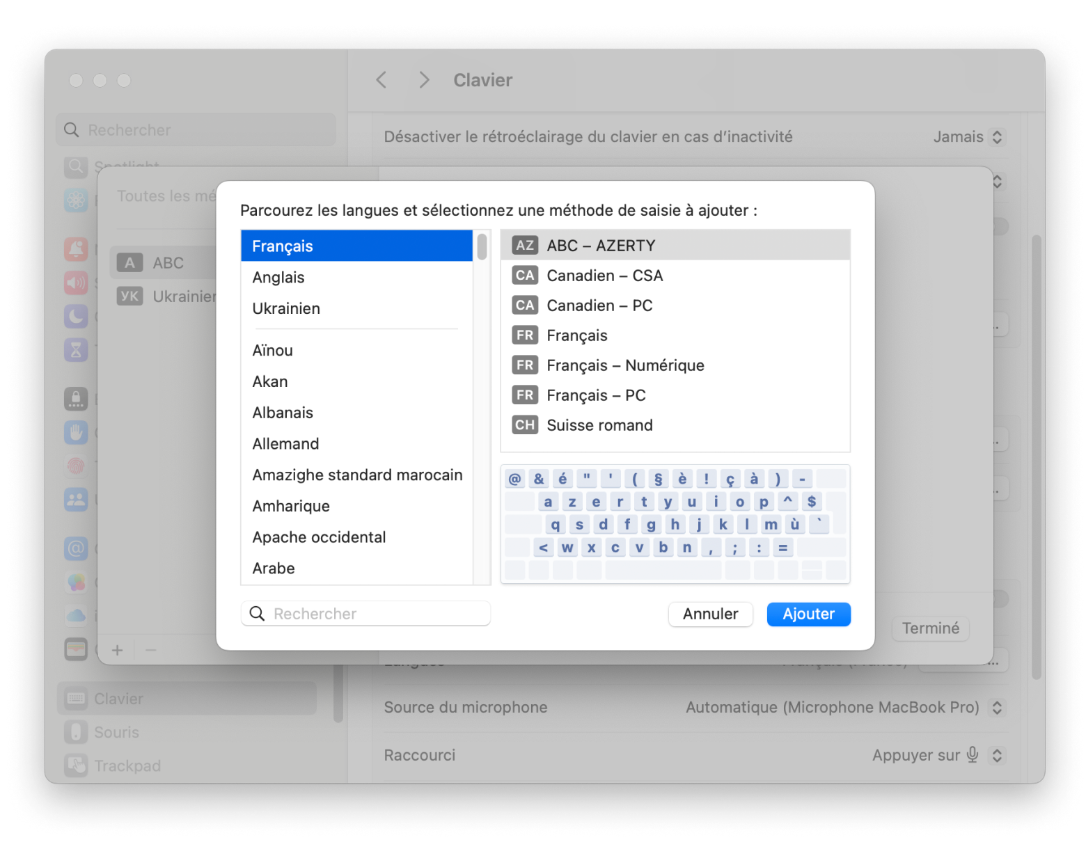 azerty clavier mac