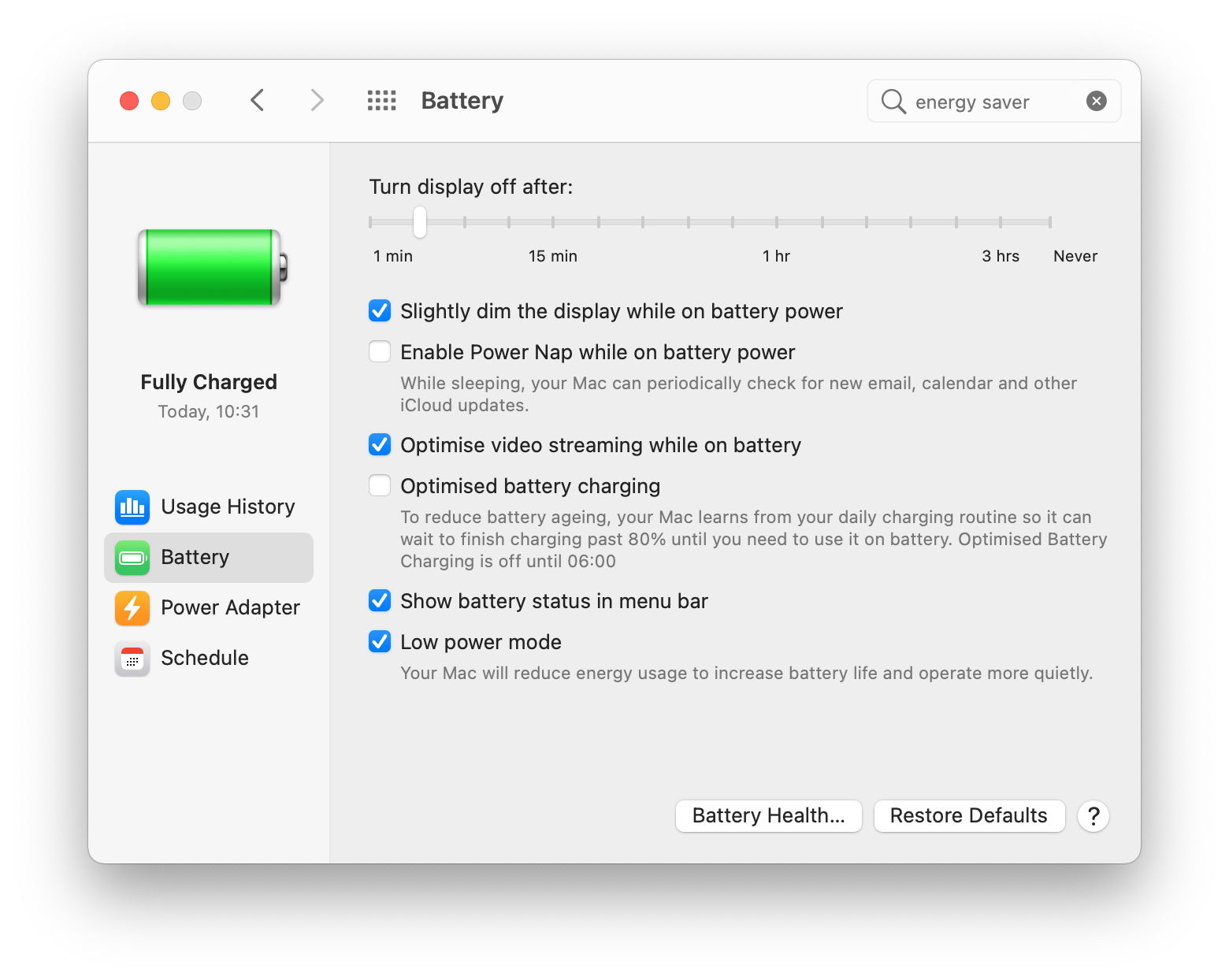 to save battery life on your Mac