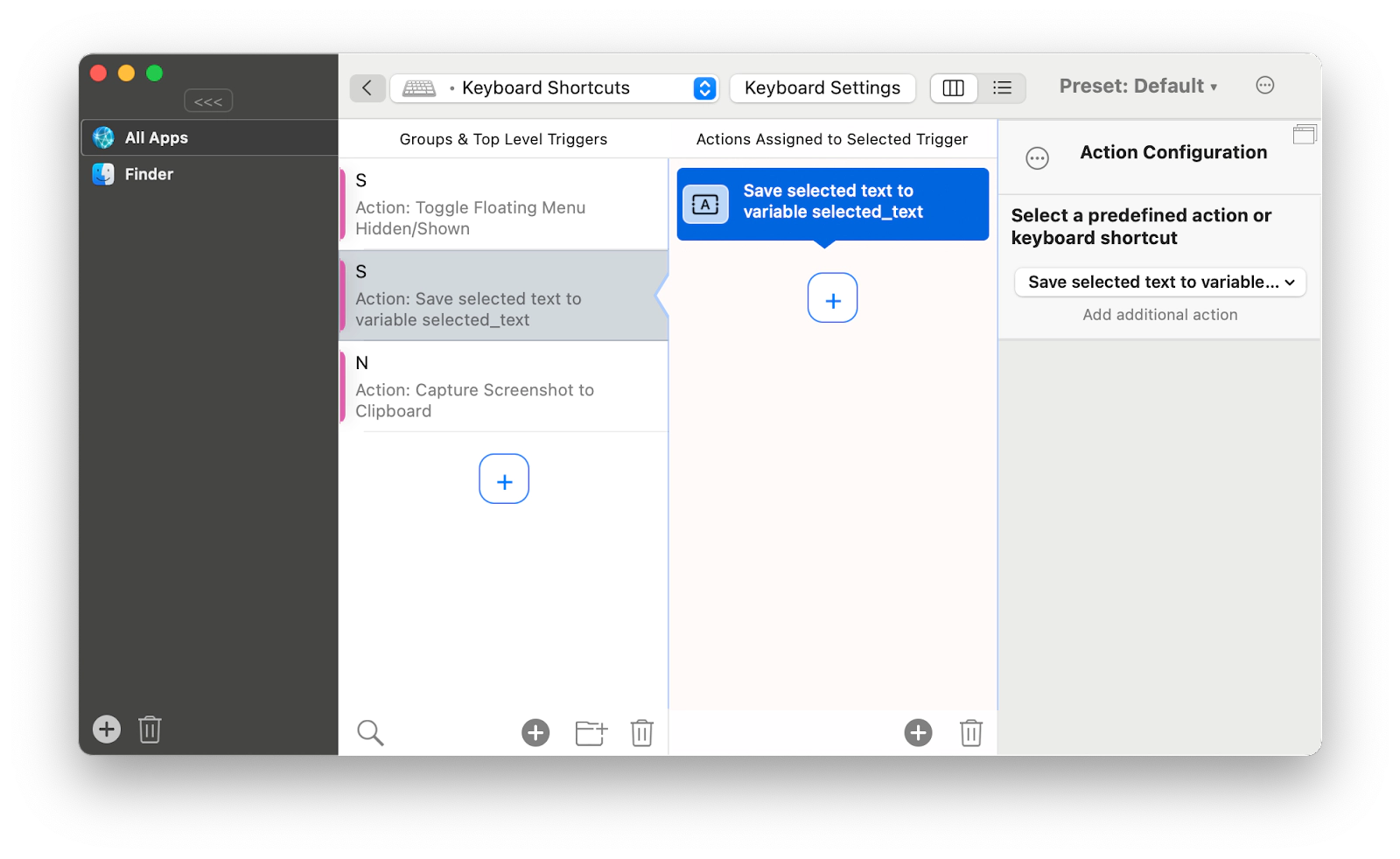 customize actions with BetterTouchTool