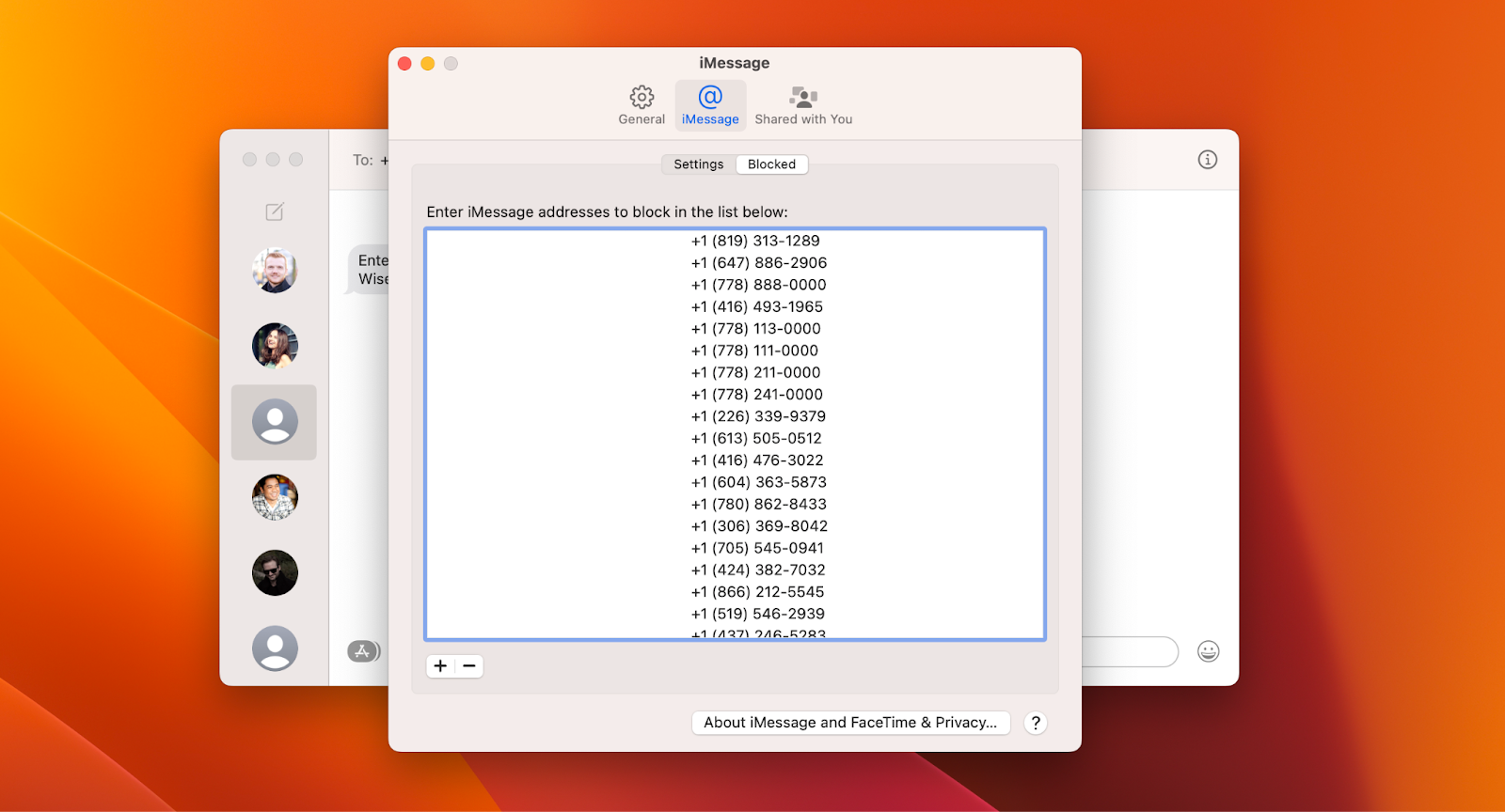 block messages mac app