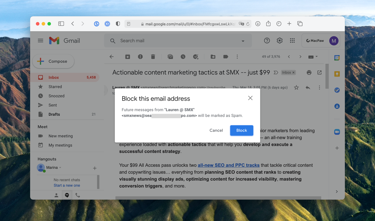 How to block emails on Gmail