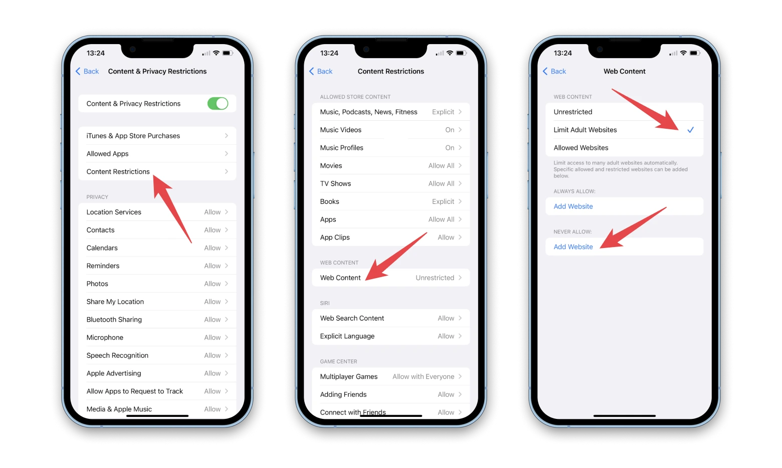 block websites on chrome using iphone