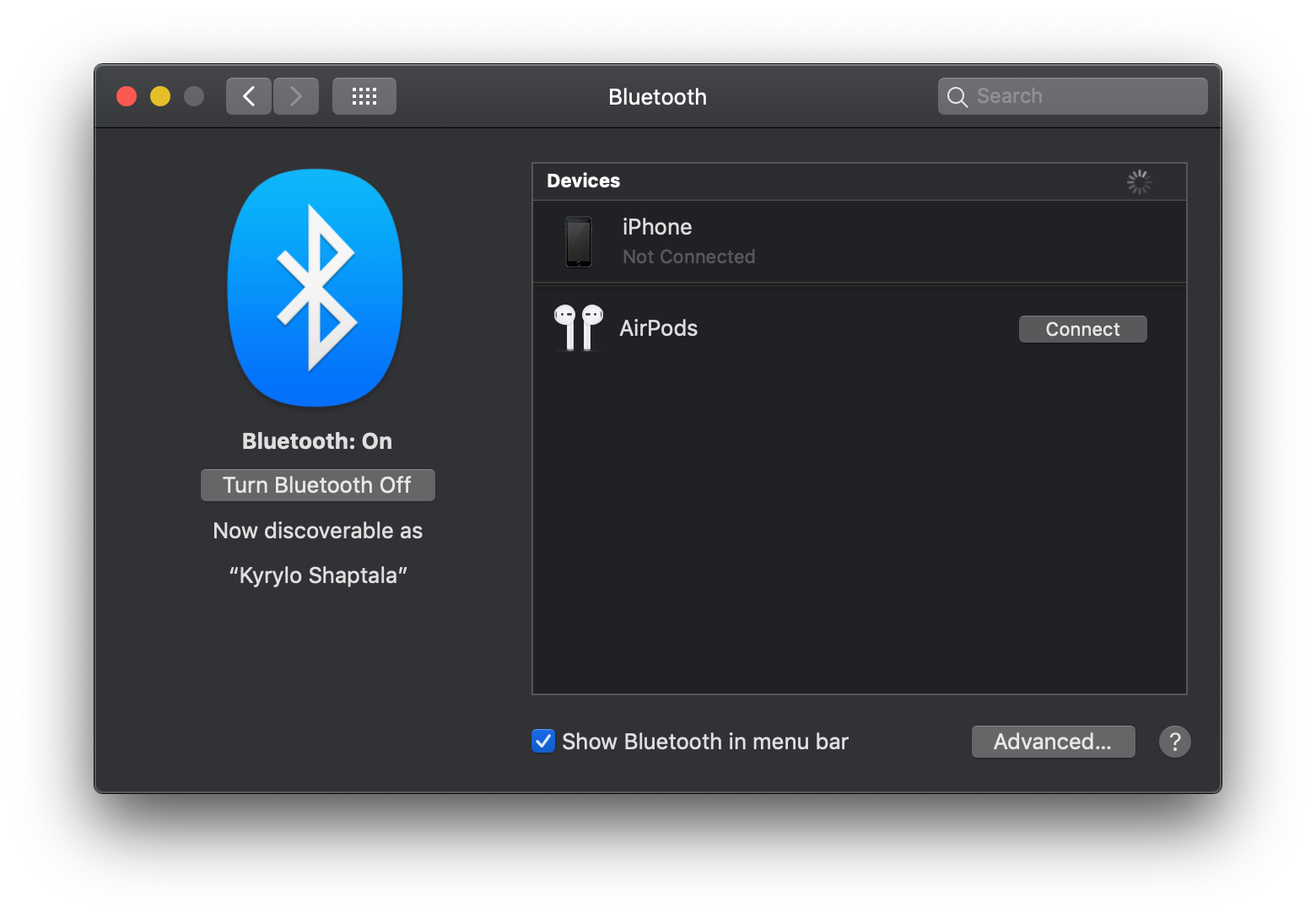 Connect AirPods with Bluetooth