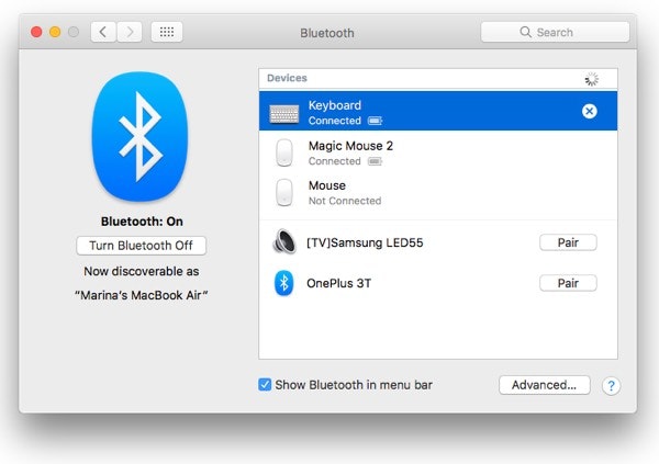 Bluetooth settings