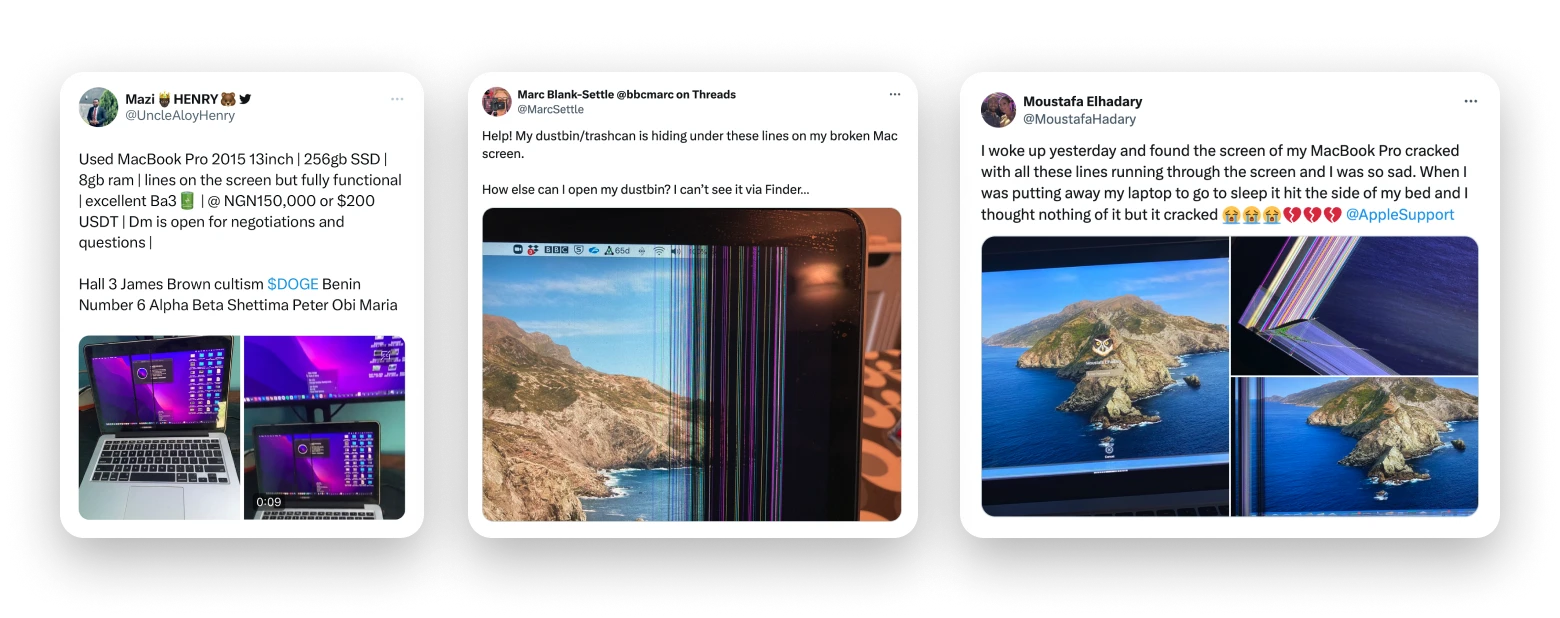 broken mac screens x posts