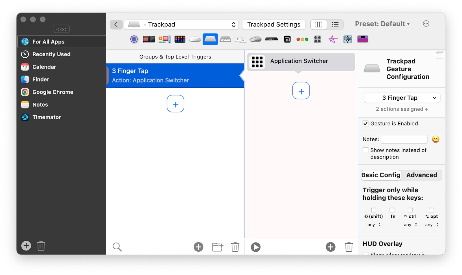 Trackpad Gesture Configuration