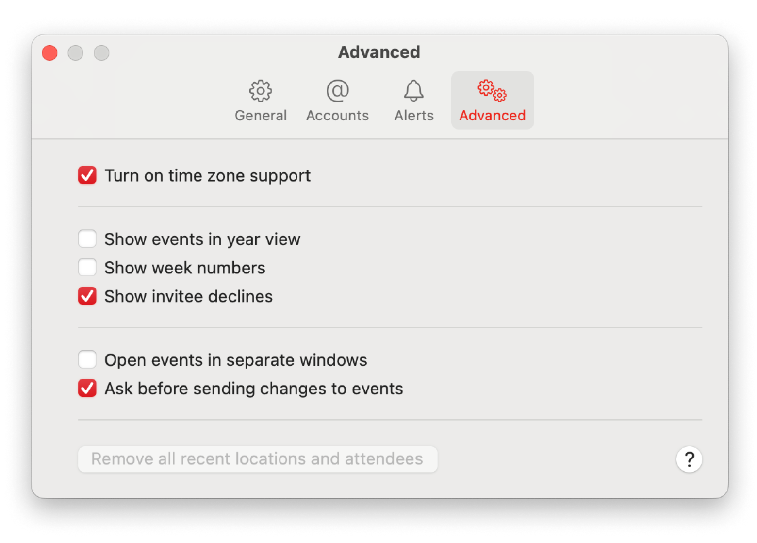 calendar time zone support