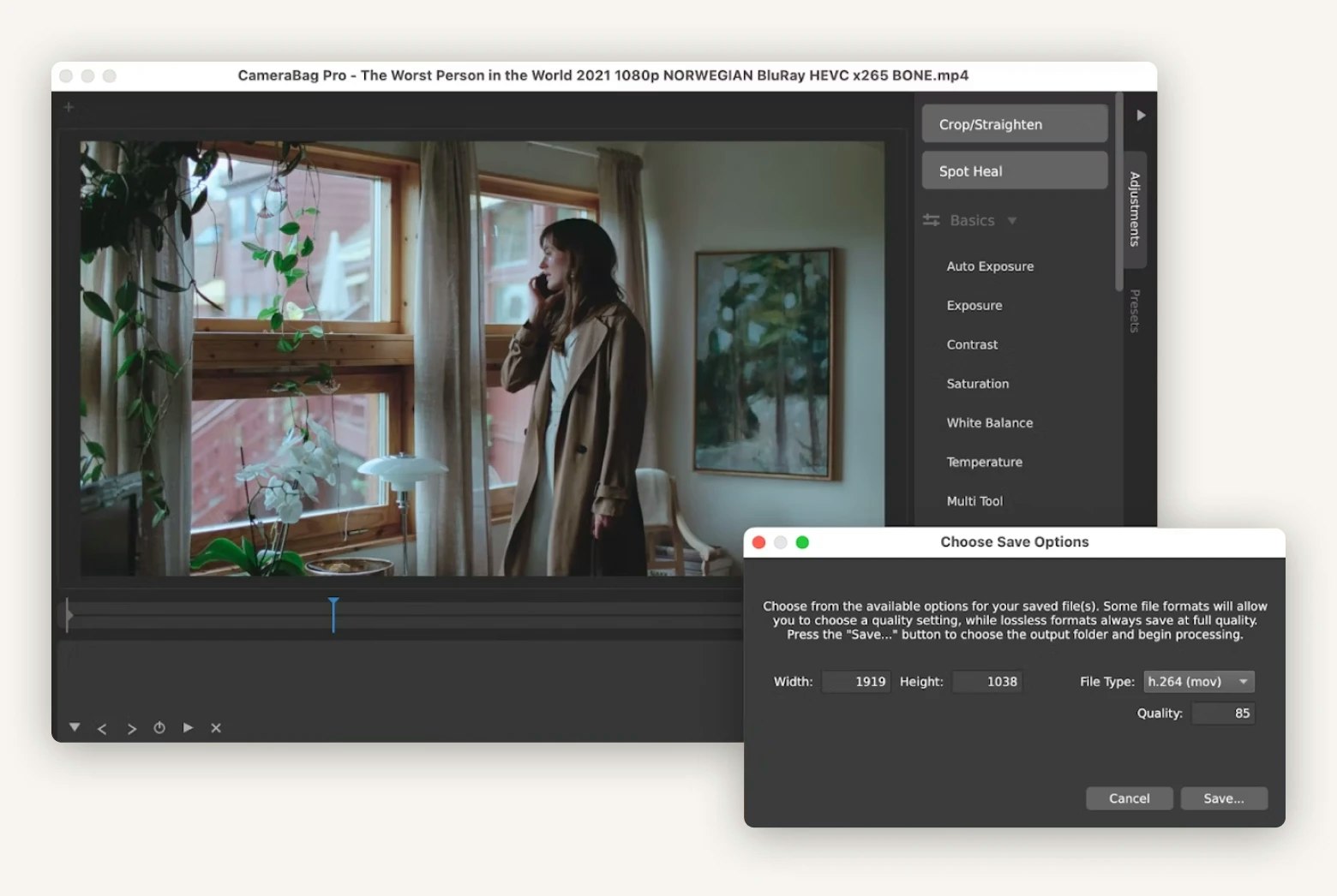resize video on mac using camerabac pro