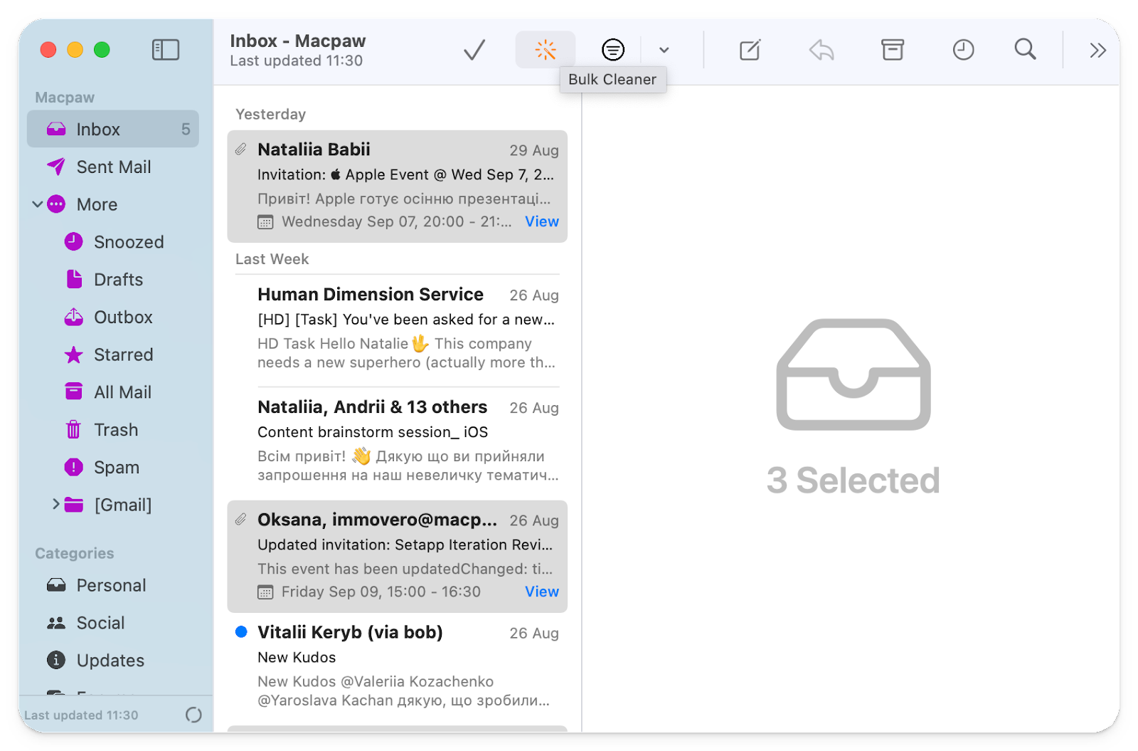cleanup emails with Canary Mail