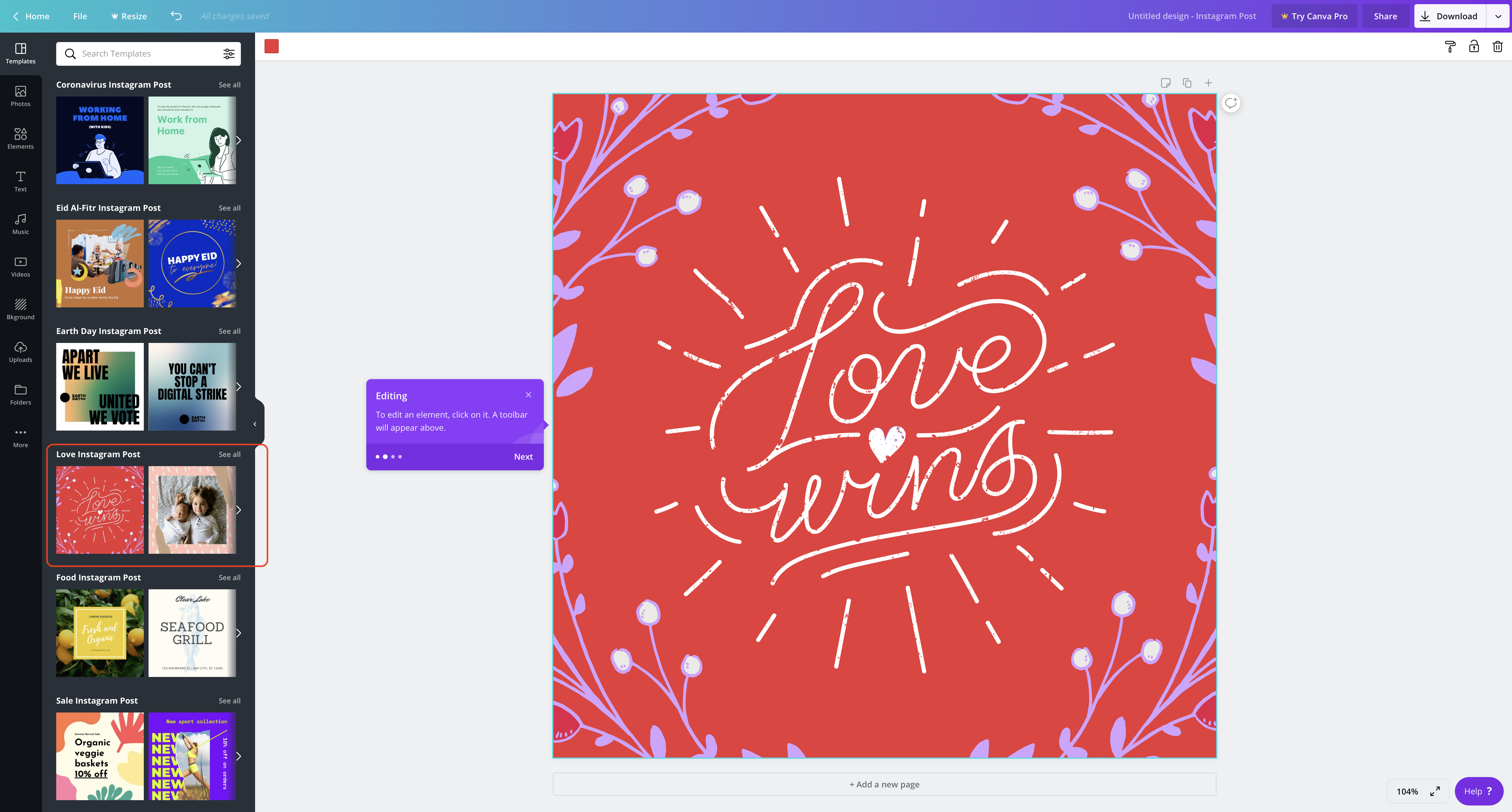 Editing in Canva