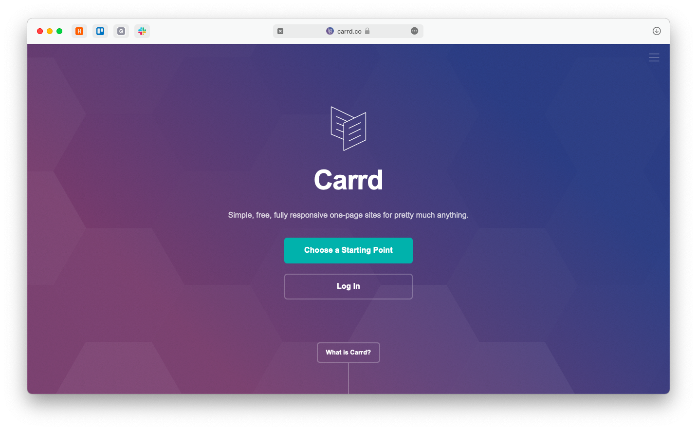carrd landing page builder mac