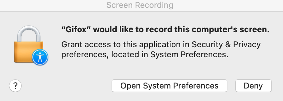 Record screen permission on macOS 10.15