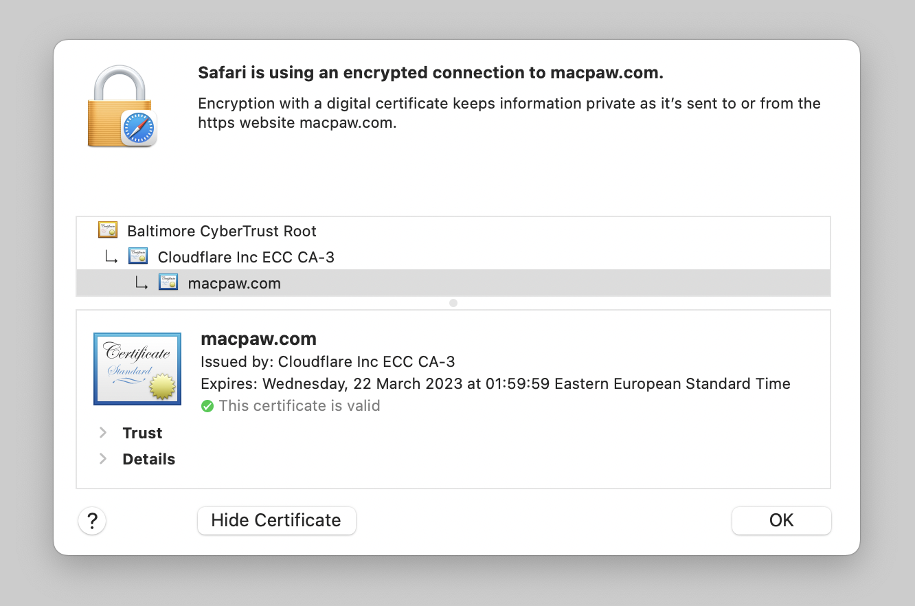 check encryption certificate