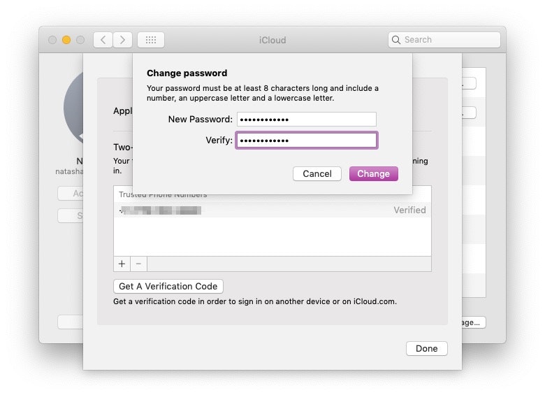 Change Apple iCloud Password