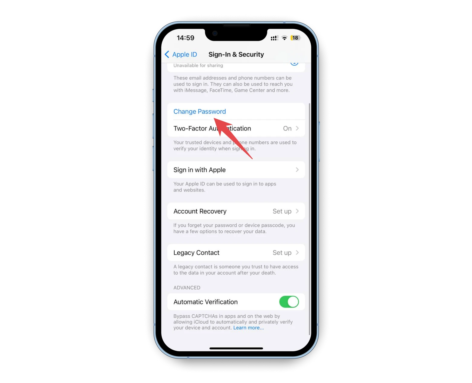 change Apple ID password in iPhone's Settings