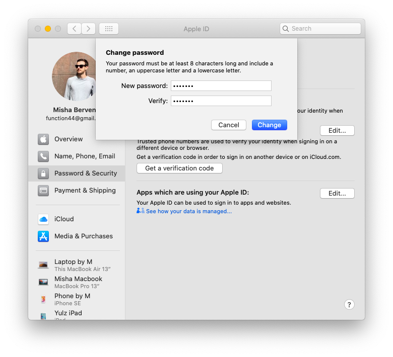 change mac password