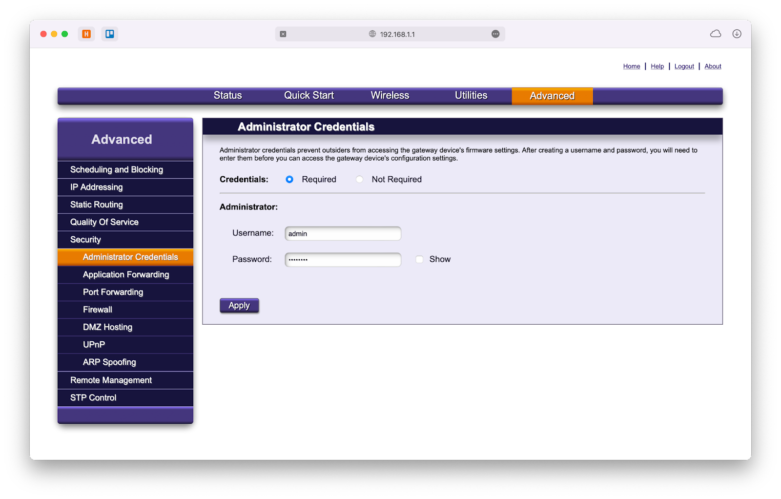 change router login mac