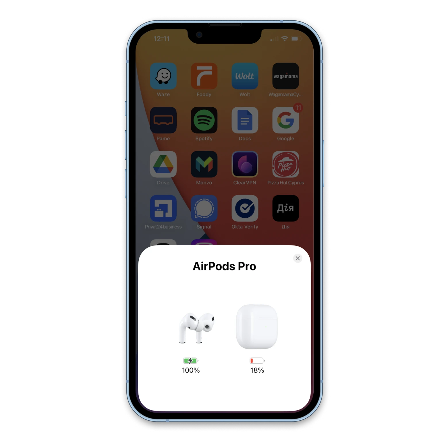 check Airpods level on iPhone