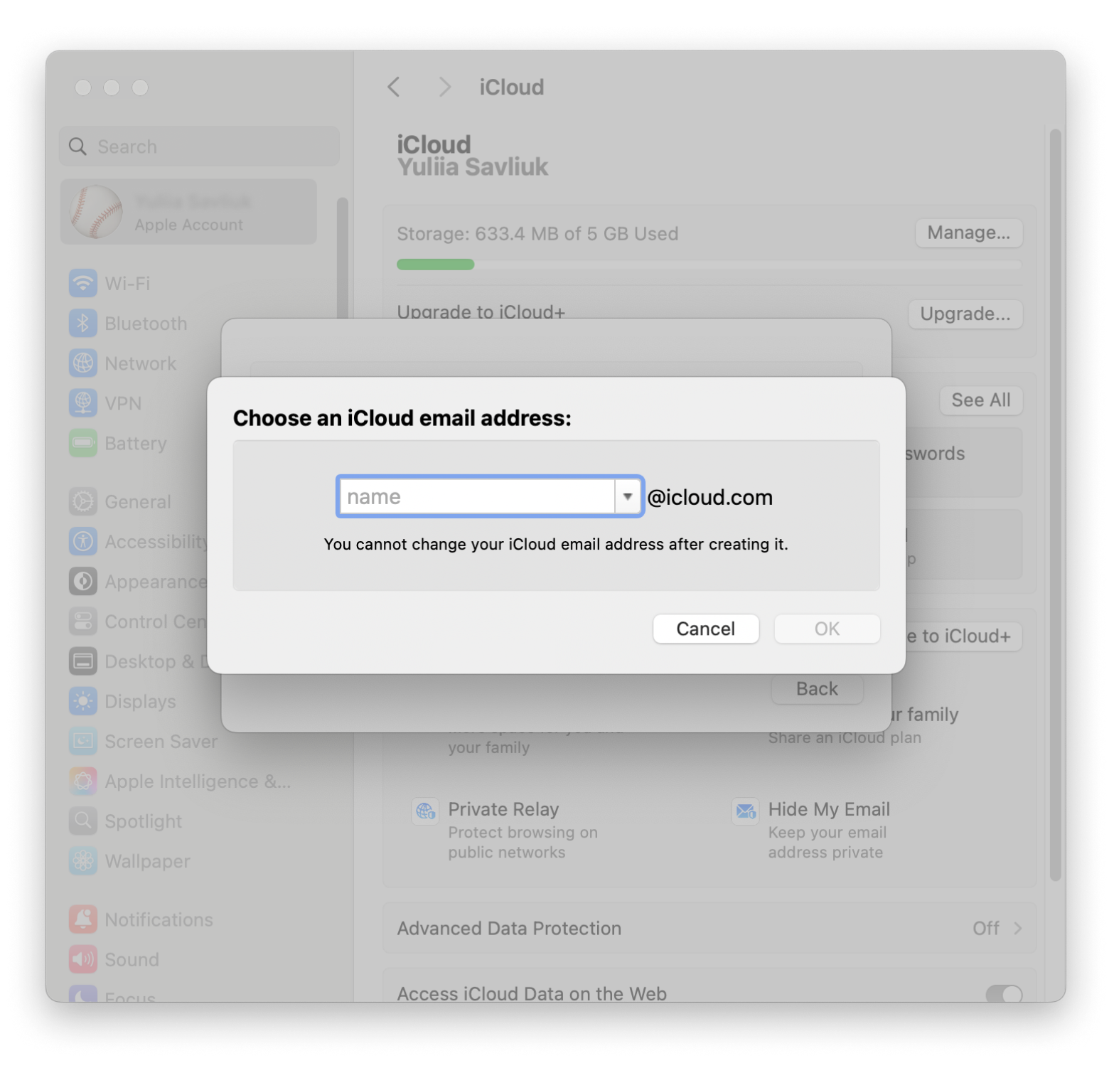 choose icloud email address