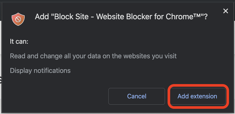 chrome add block site extension